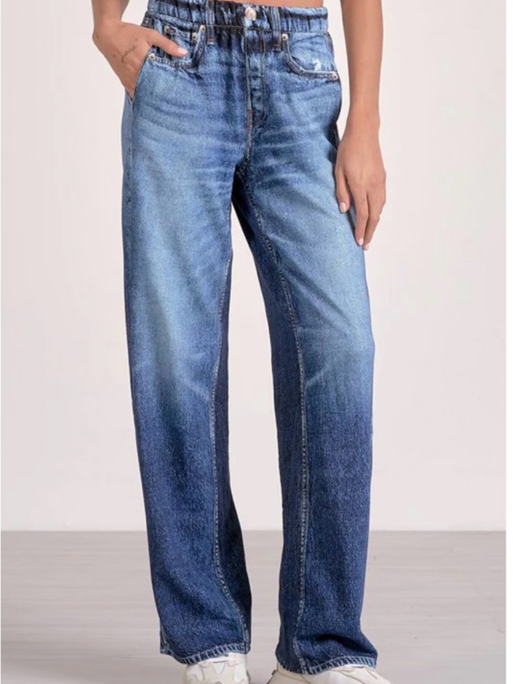 Elan Relaxed Straight-Leg sweatpants Jeans in Blue Wash